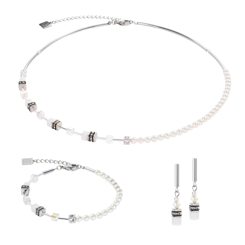 Coeur De Lion Silver-White GeoCUBE® Mini Fusion Pearls Bracelet