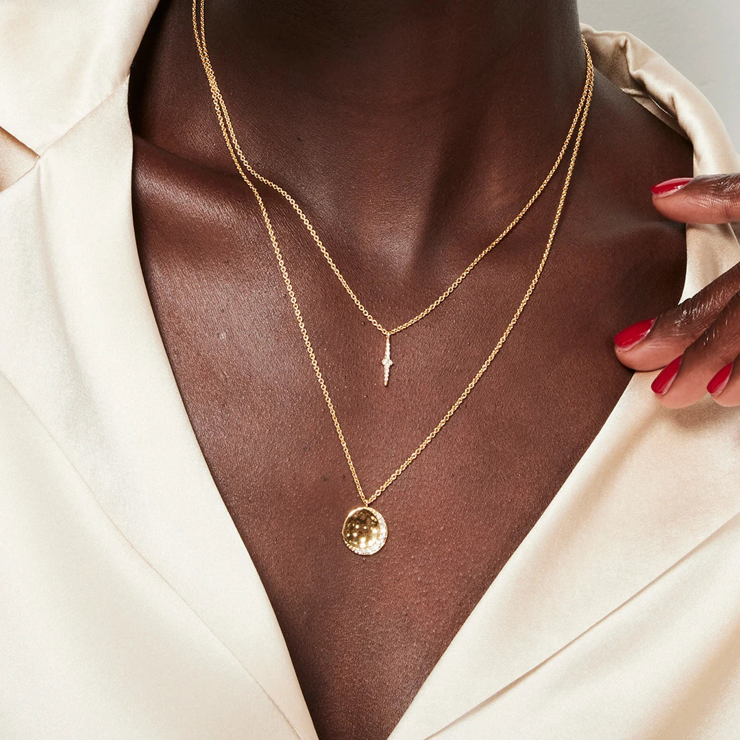 Astley Clarke Gold Vermeil Mini Lunar White Sapphire Pendant Necklace