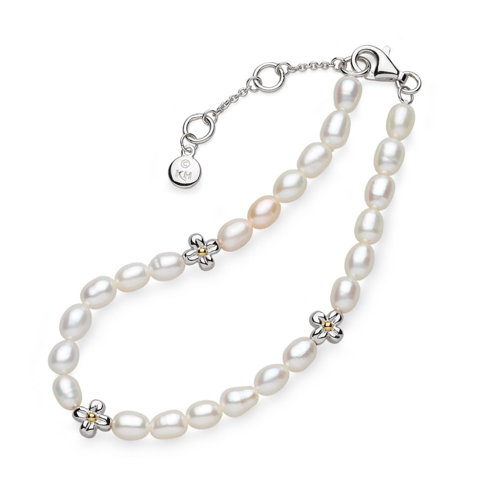 Kit Heath Blossom Flyte Honey Flower FP RP Rice Pearl 7.5″ Station Bracelet - MococoKit Heath70332FP5038159173615Bracelets