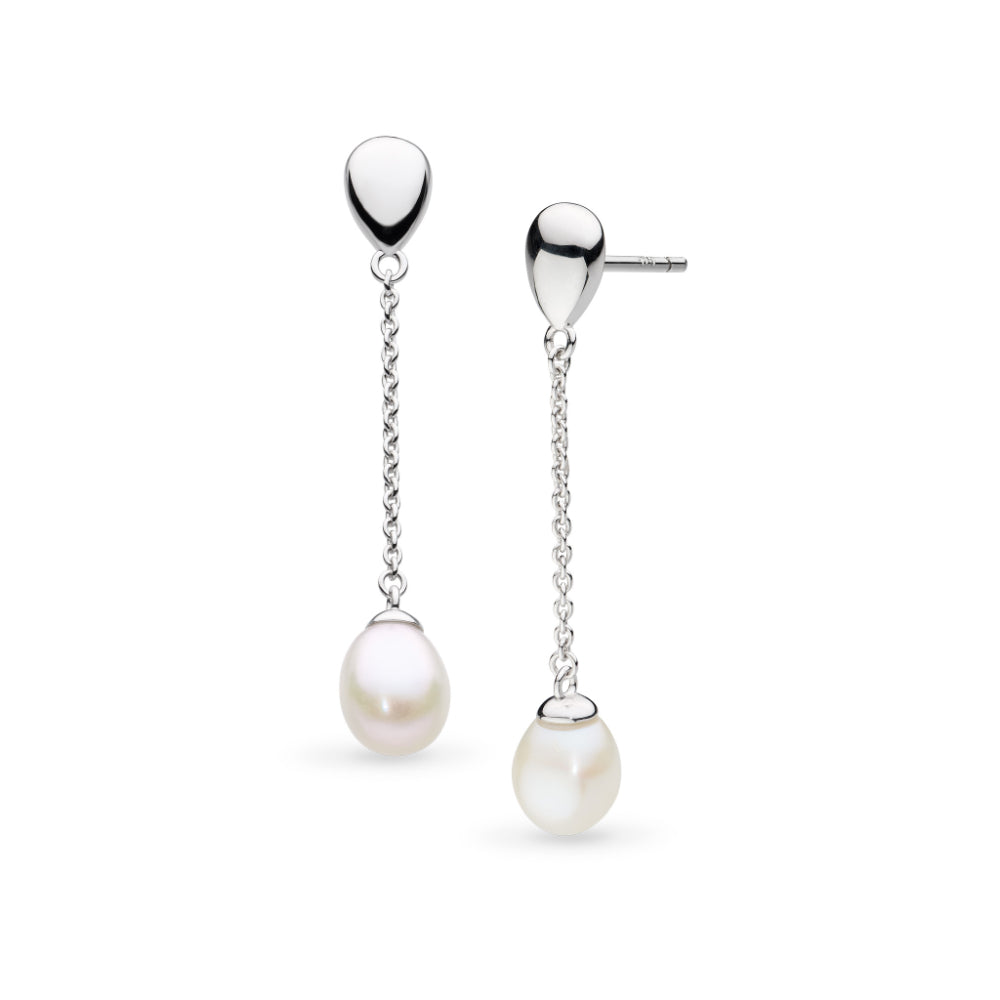 Kit Heath Coast Pebble Pearl Chain Stud Drop Earrings image