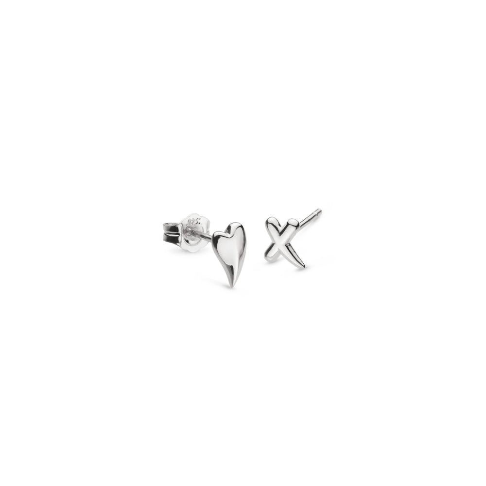Kit Heath Desire Kiss Heart & Kiss Mismatch Stud Earrings image