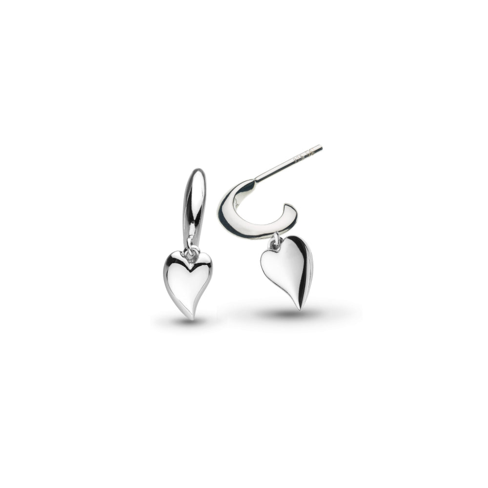 Kit Heath Desire Kiss Mini Heart Semi Hoop Stud Drop Earrings image