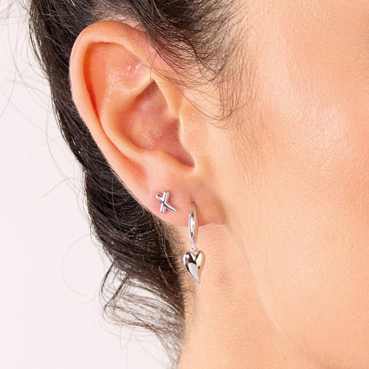 Kit Heath Desire Kiss Mini Heart Semi Hoop Stud Drop Earrings - MococoKit Heath60BKRPEarrings