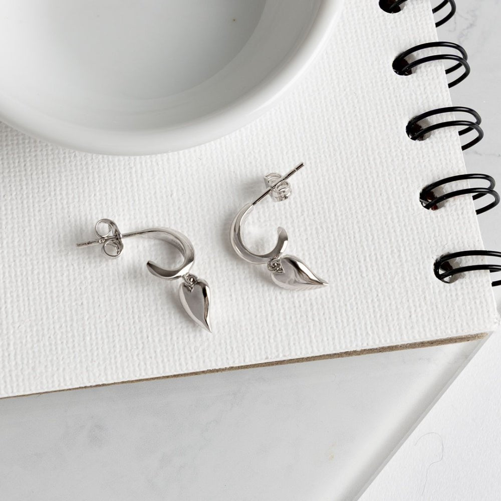 Kit Heath Desire Kiss Mini Heart Semi Hoop Stud Drop Earrings - MococoKit Heath60BKRPEarrings