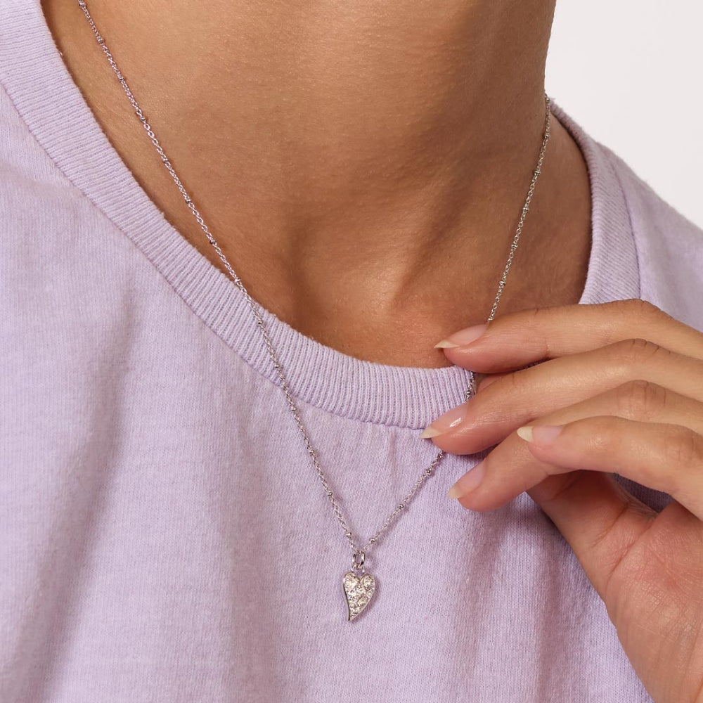 Kit Heath Desire Kiss Precious Pave WT Heart Ball Chain Necklace image 1