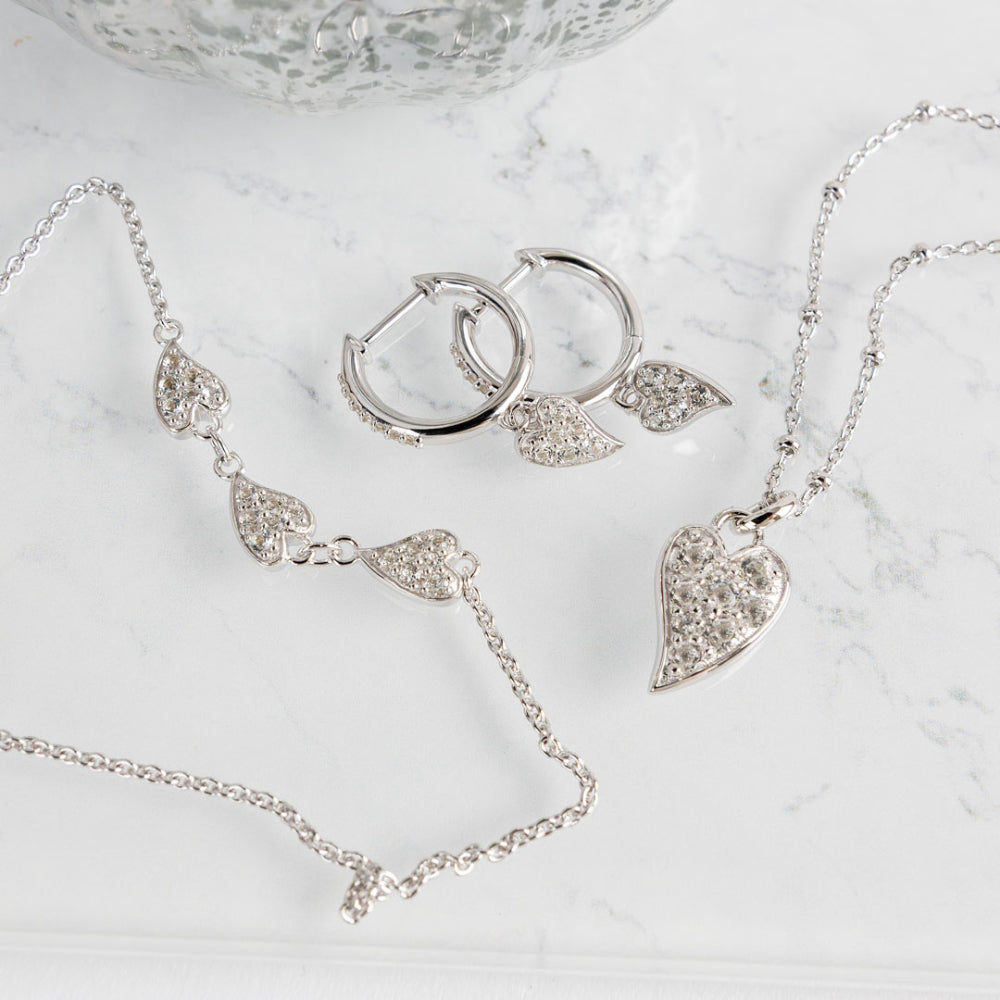 Kit Heath Desire Kiss Precious Pave WT Heart Ball Chain Necklace image 3