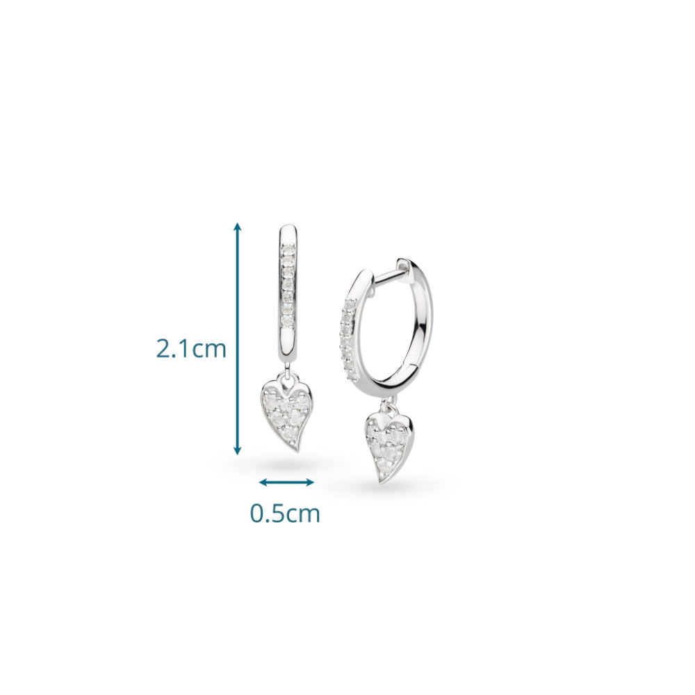 Kit Heath Desire Kiss Precious Pave WT Heart Hinged Hoop Drop Earrings image 3