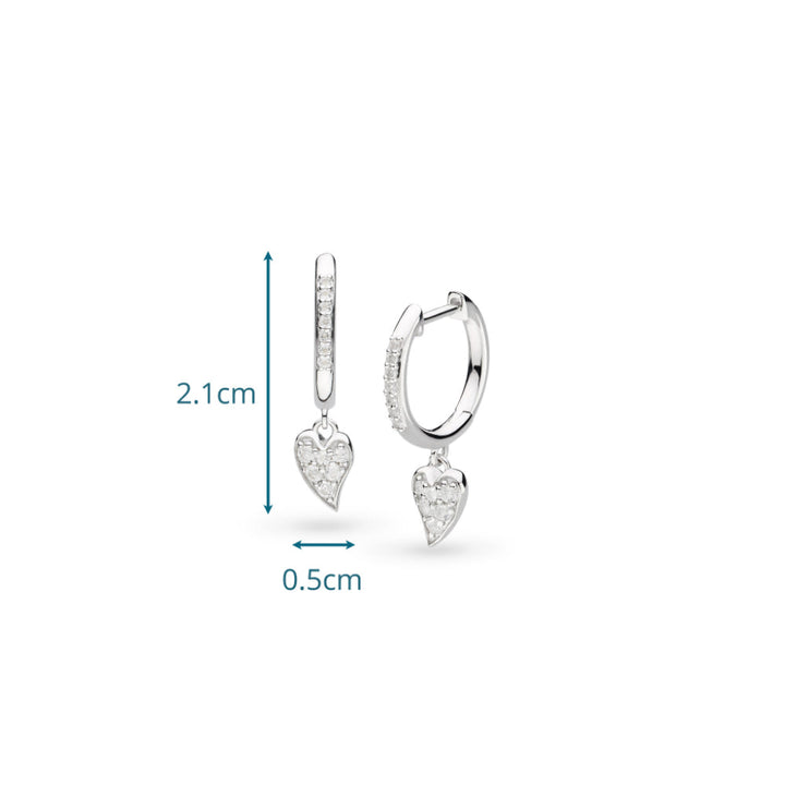 Kit Heath Desire Kiss Precious Pave WT Heart Hinged Hoop Drop Earrings image 3