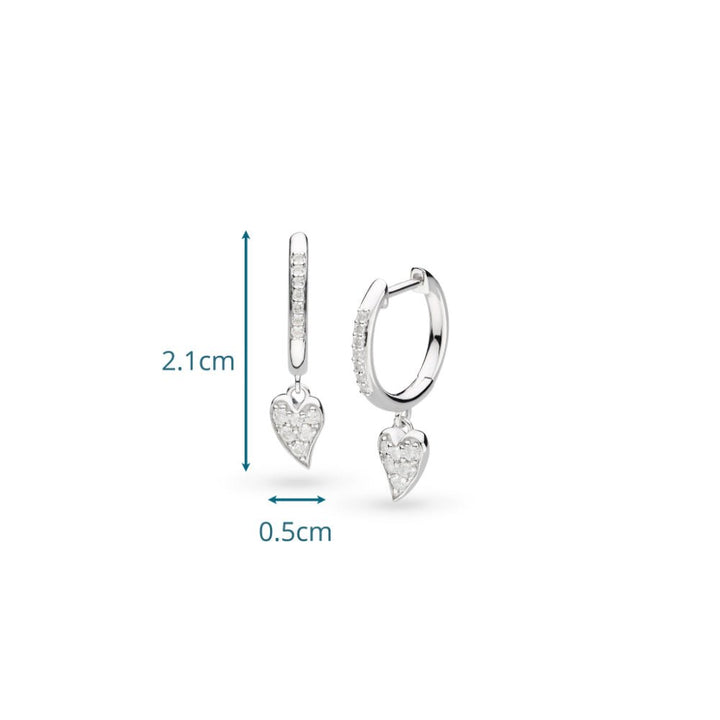 Kit Heath Desire Kiss Precious Pave WT Heart Hinged Hoop Drop Earrings - MococoKit Heath50511WTEarrings