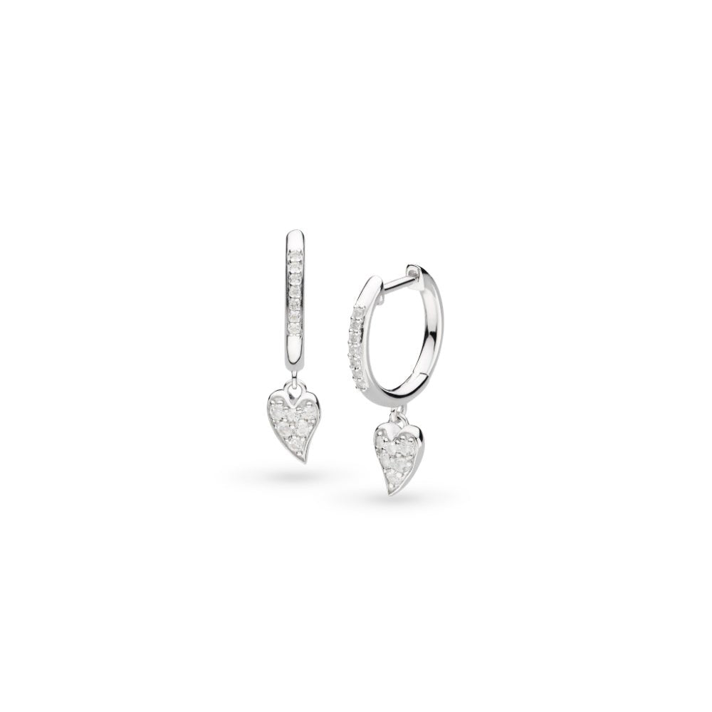 Kit Heath Desire Kiss Precious Pave WT Heart Hinged Hoop Drop Earrings - MococoKit Heath50511WTEarrings
