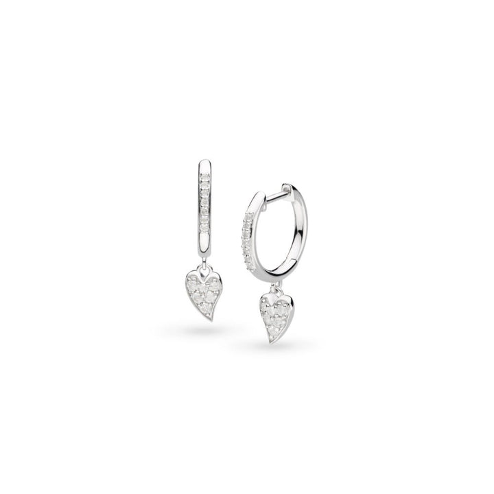 Kit Heath Desire Kiss Precious Pave WT Heart Hinged Hoop Drop Earrings - MococoKit Heath50511WTEarrings