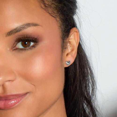 Kit Heath Love Silver Heart RP Stud Earrings