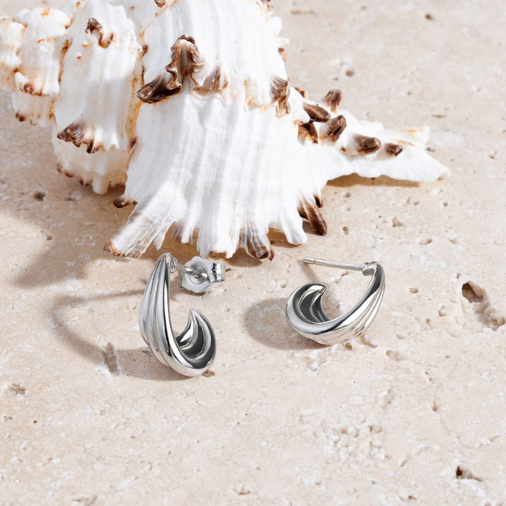 Kit Heath Océane Shell Wave RP Semi Hoop Stud Earrings - MococoKit Heath61211RP5038159171086Earrings