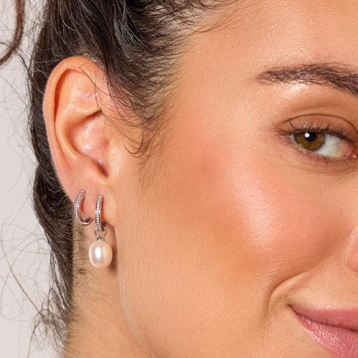 Kit Heath Revival Classic Pearl Glitz CZ Hoop Drop Earrings - MococoKit Heath50429FPCEarrings