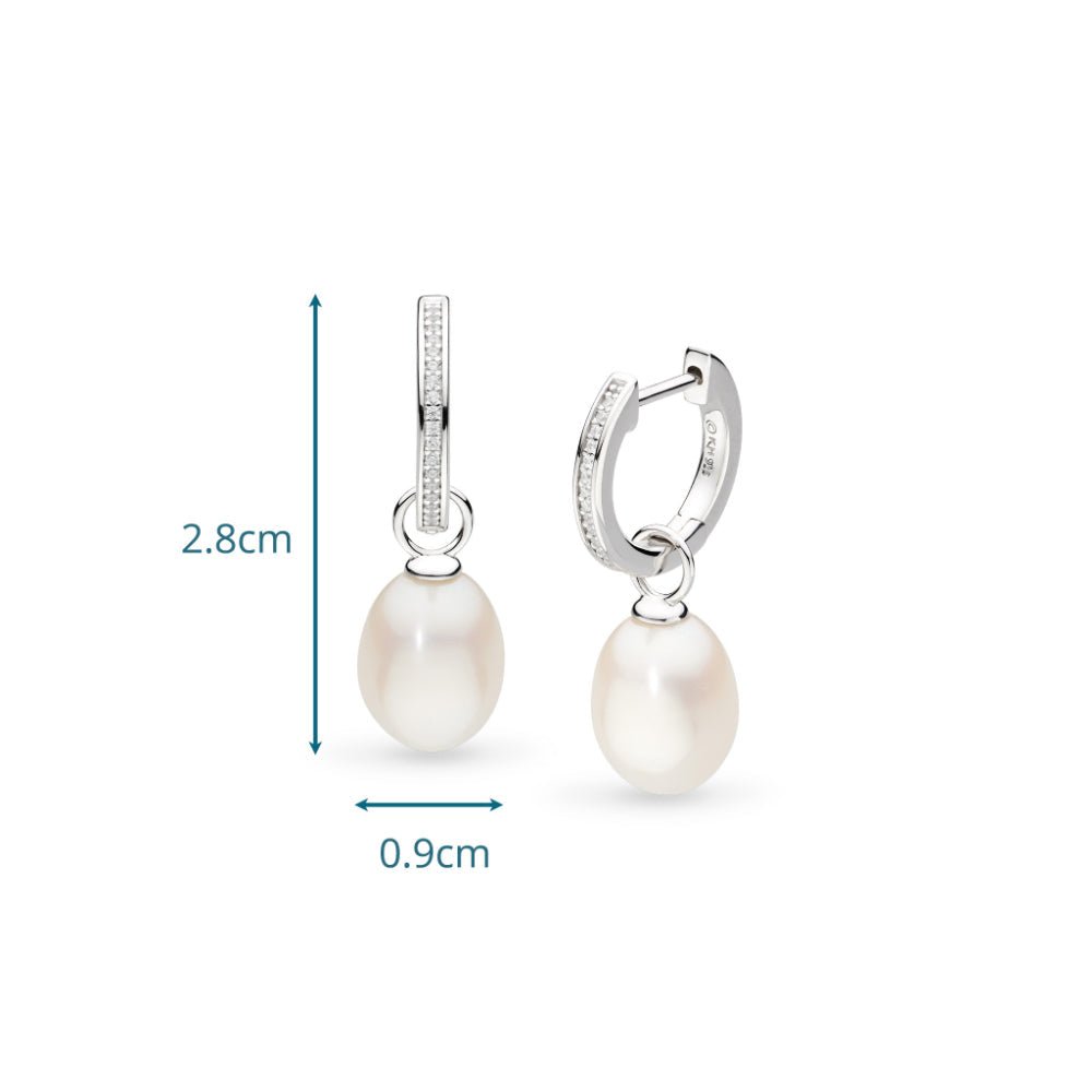 Kit Heath Revival Classic Pearl Glitz FP CZ RP Hinged Hoop Drop Earrings (M) - MococoKit Heath50429FPC5038159171765Earrings