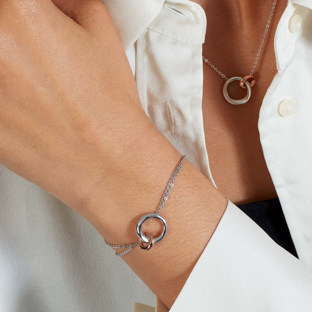 Kit Heath Silver Bevel Cirque Blush Double Chain Bracelet - MococoKit Heath71886RRP5038159163579Bracelets