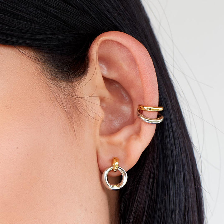 Kit Heath Silver Bevel Cirque Gold Link Stud Earrings - MococoKit Heath4172GRP5038159165320Earrings