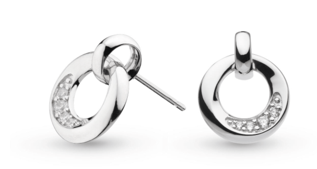 Kit Heath Silver Bevel Cirque Link Pavé Stud Earrings - MococoKit Heath3153CZ5038159165306Earrings
