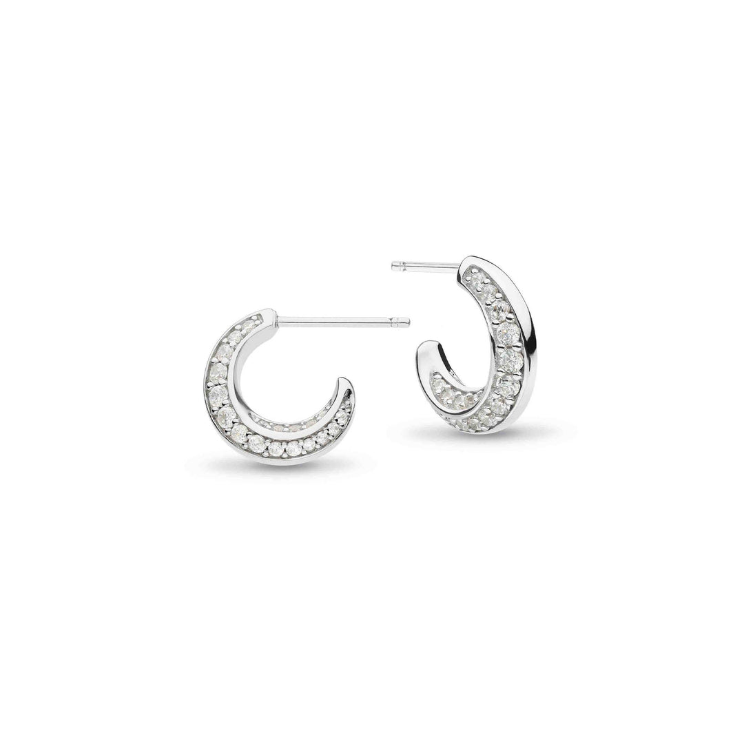 Kit Heath Silver Bevel Cirque Pave Semi Hoop Stud Earrings - MococoKit Heath3151CZ5038159159459Earrings