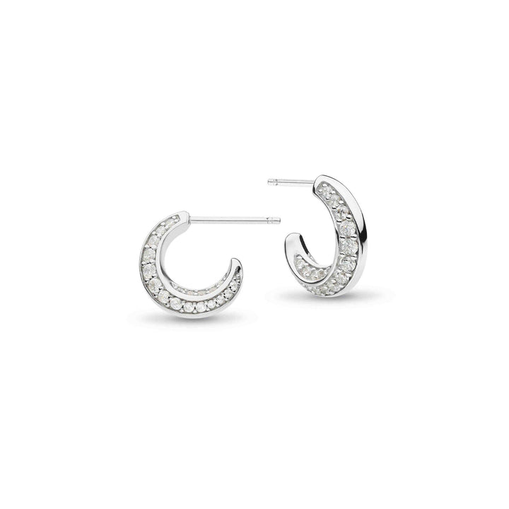 Kit Heath Silver Bevel Cirque Pave Semi Hoop Stud Earrings - MococoKit Heath3151CZ5038159159459Earrings