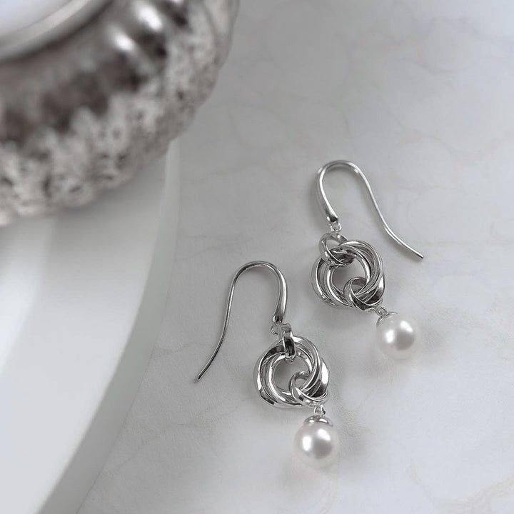 Kit Heath Silver Bevel Trilogy Pearl Link Drop Earrings - MococoKit Heath5160FP5038159163227Earrings