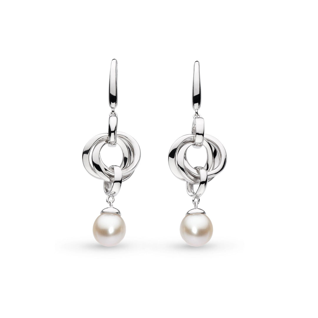 Kit Heath Silver Bevel Trilogy Pearl Link Drop Earrings - MococoKit Heath5160FP5038159163227Earrings