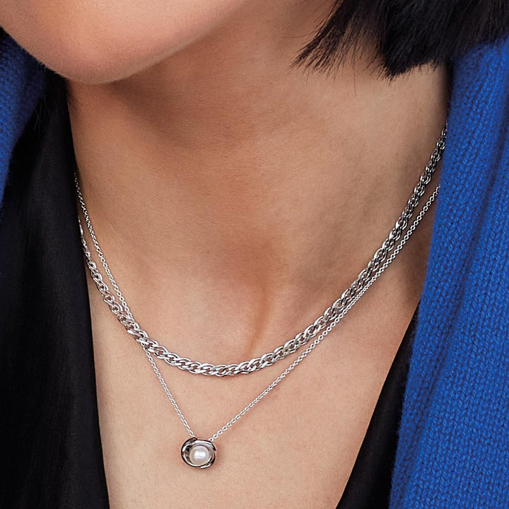 Kit Heath Silver Bevel Trilogy Pearl Necklace - MococoKit Heath9161FP5038159165375Necklaces