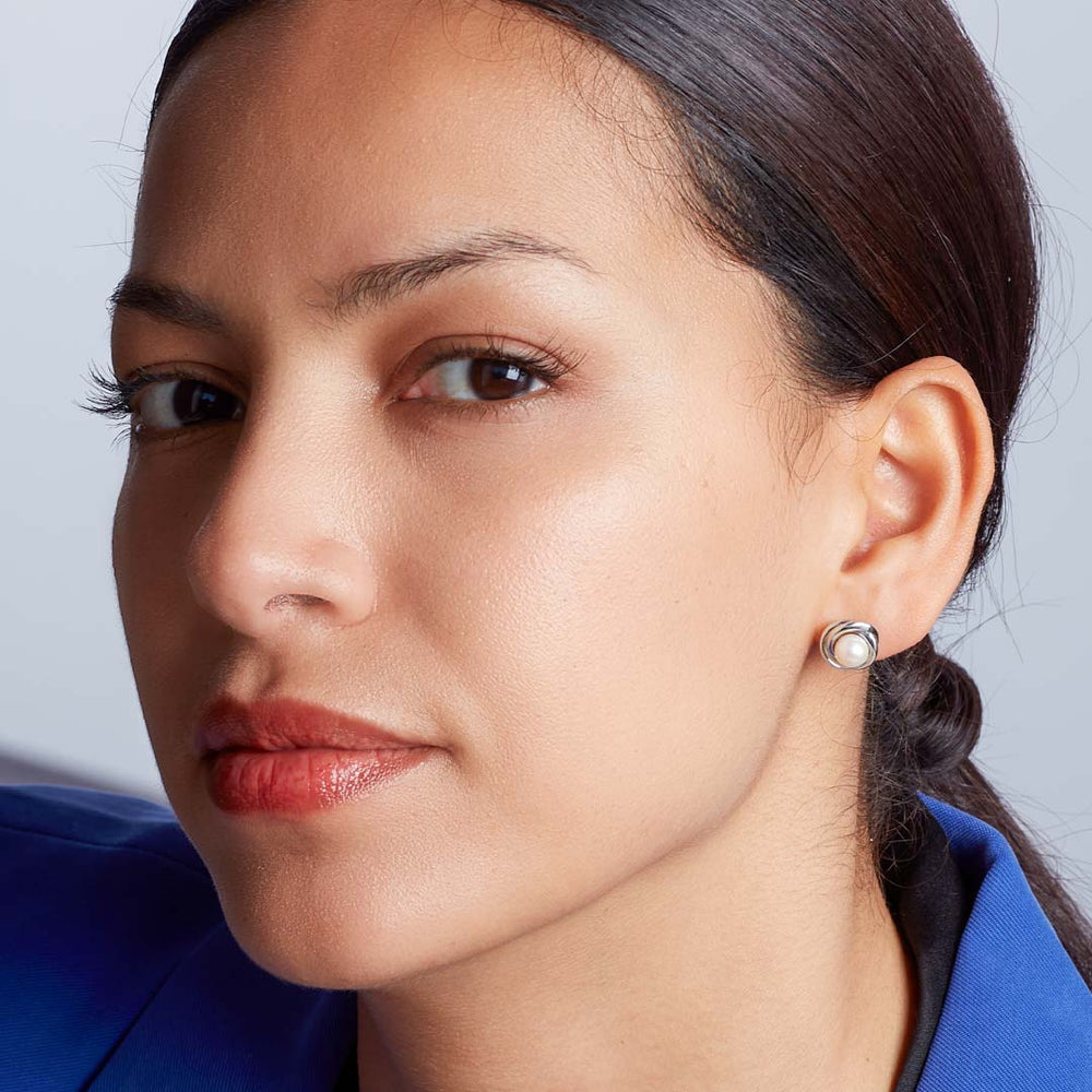 Kit Heath Silver Bevel Trilogy Pearl Stud Earrings - MococoKit Heath3160FP5038159163098Earrings