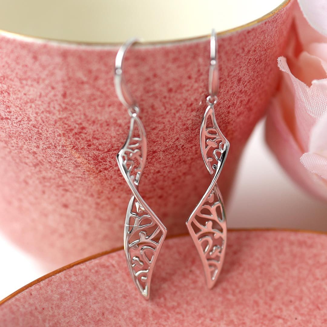 Kit Heath Silver Blossom Flourish Twist Drop Earrings - MococoKit Heath60015RP5038159164088Earrings