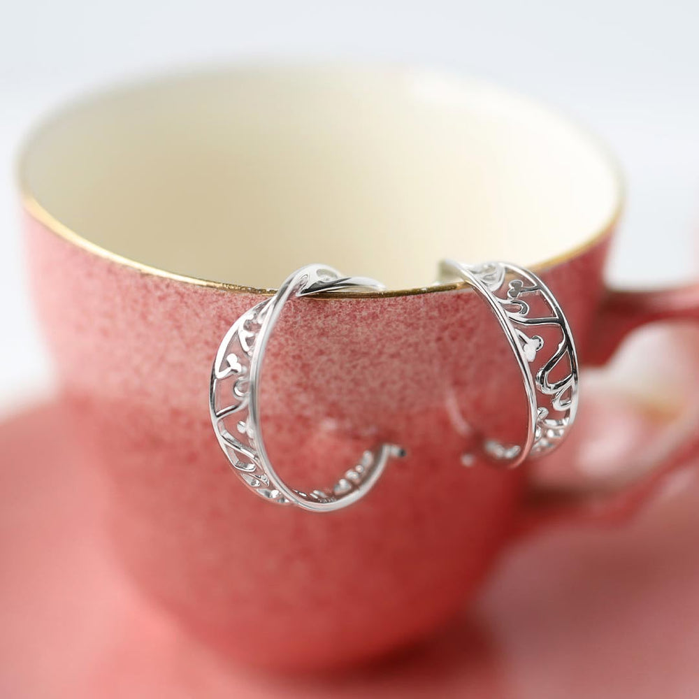 Kit Heath Silver Blossom Flourish Twist Hinged Hoop Earrings - MococoKit Heath60010RP5038159164057Earrings