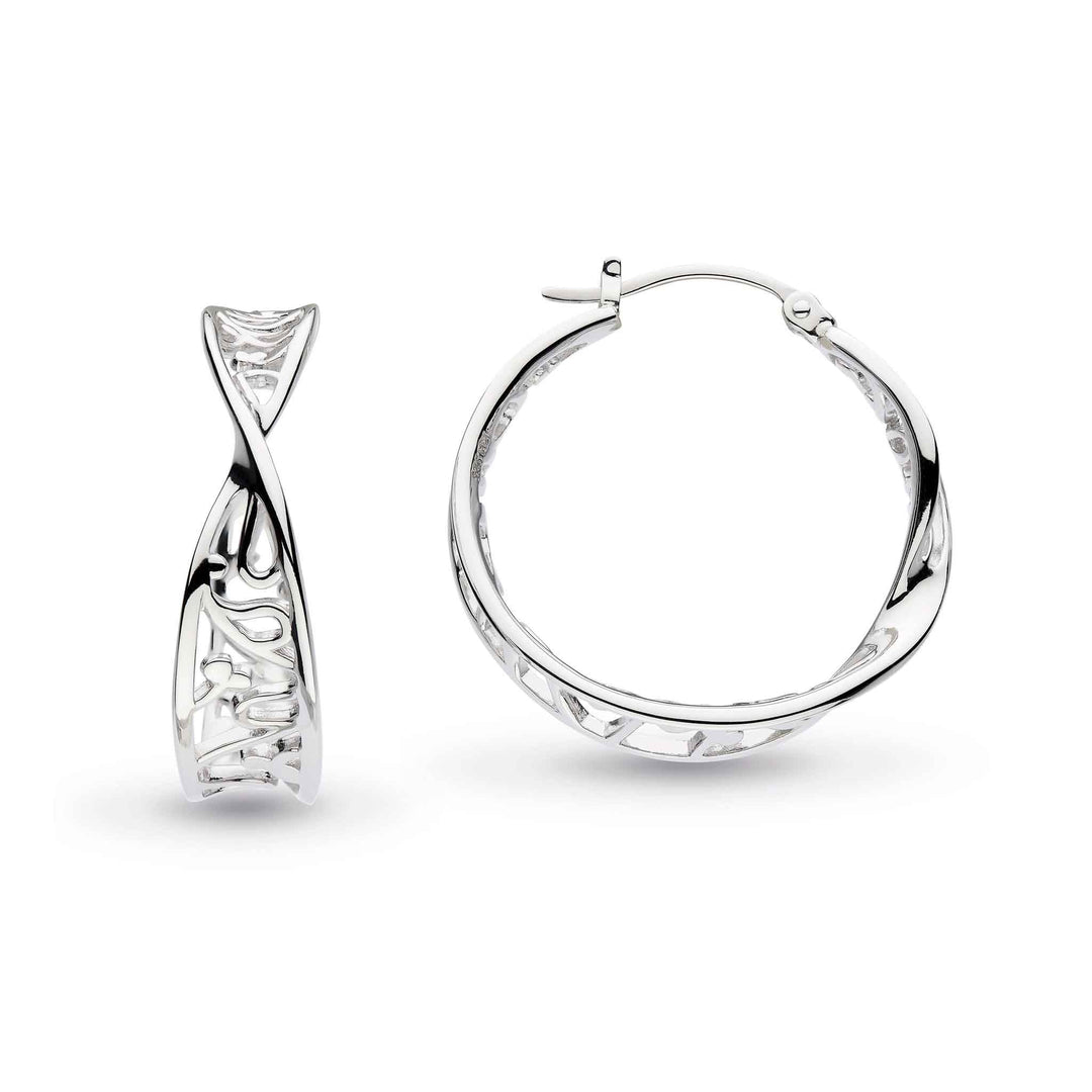 Kit Heath Silver Blossom Flourish Twist Hinged Hoop Earrings - MococoKit Heath60010RP5038159164057Earrings