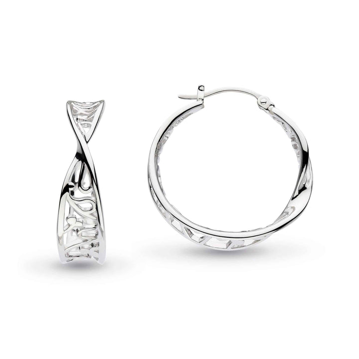 Kit Heath Silver Blossom Flourish Twist Hinged Hoop Earrings - MococoKit Heath60010RP5038159164057Earrings