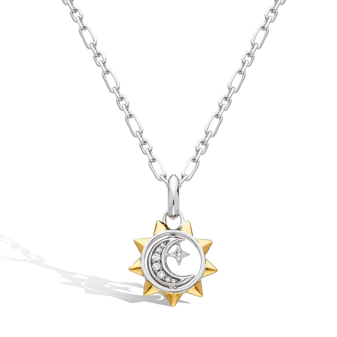 Kit Heath Silver Celeste Pave Sun, Moon & Star Spinner Necklace - MococoKit Heath90493GCZ5038159161858Necklaces
