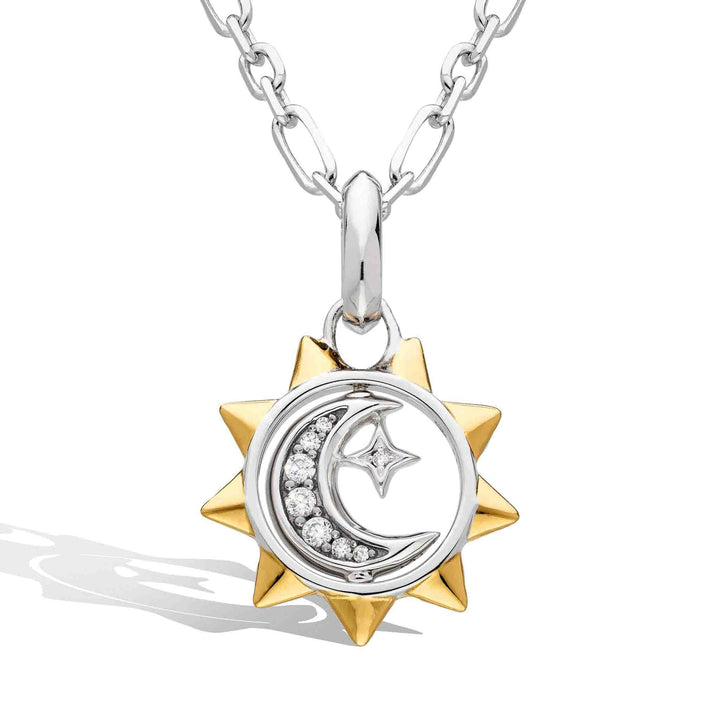 Kit Heath Silver Celeste Pave Sun, Moon & Star Spinner Necklace - MococoKit Heath90493GCZ5038159161858Necklaces