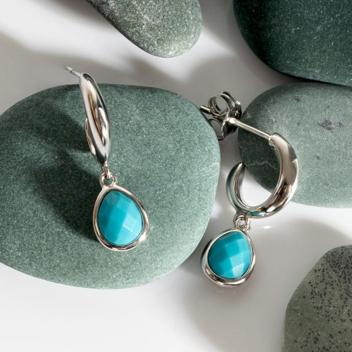 Kit Heath Silver Coast Pebble Azure Gemstone Hoop Drop Earrings - MococoKit Heath50172MG5038159167454Earrings