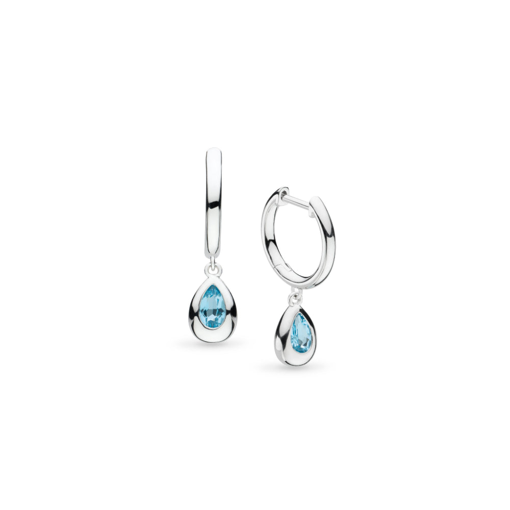 Kit Heath Silver Coast Pebble Blue Swiss Blue Topaz RP Hinged Hoop Drop Earrings image