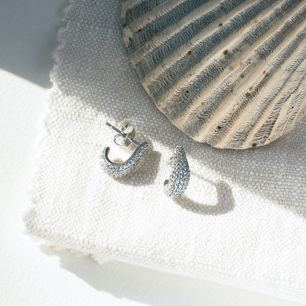 Kit Heath Silver Coast Tumble Glisten Pave Hoop Earrings - MococoKit Heath30161CZ5038159160370Earrings