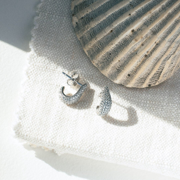 Kit Heath Silver Coast Tumble Glisten Pave Hoop Earrings - MococoKit Heath30161CZ5038159160370Earrings