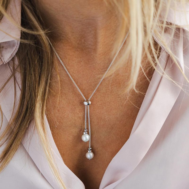 Kit Heath Silver Coast Tumble Pearl Lariat Necklace - MococoKit Heath90166FP5038159167621Necklaces