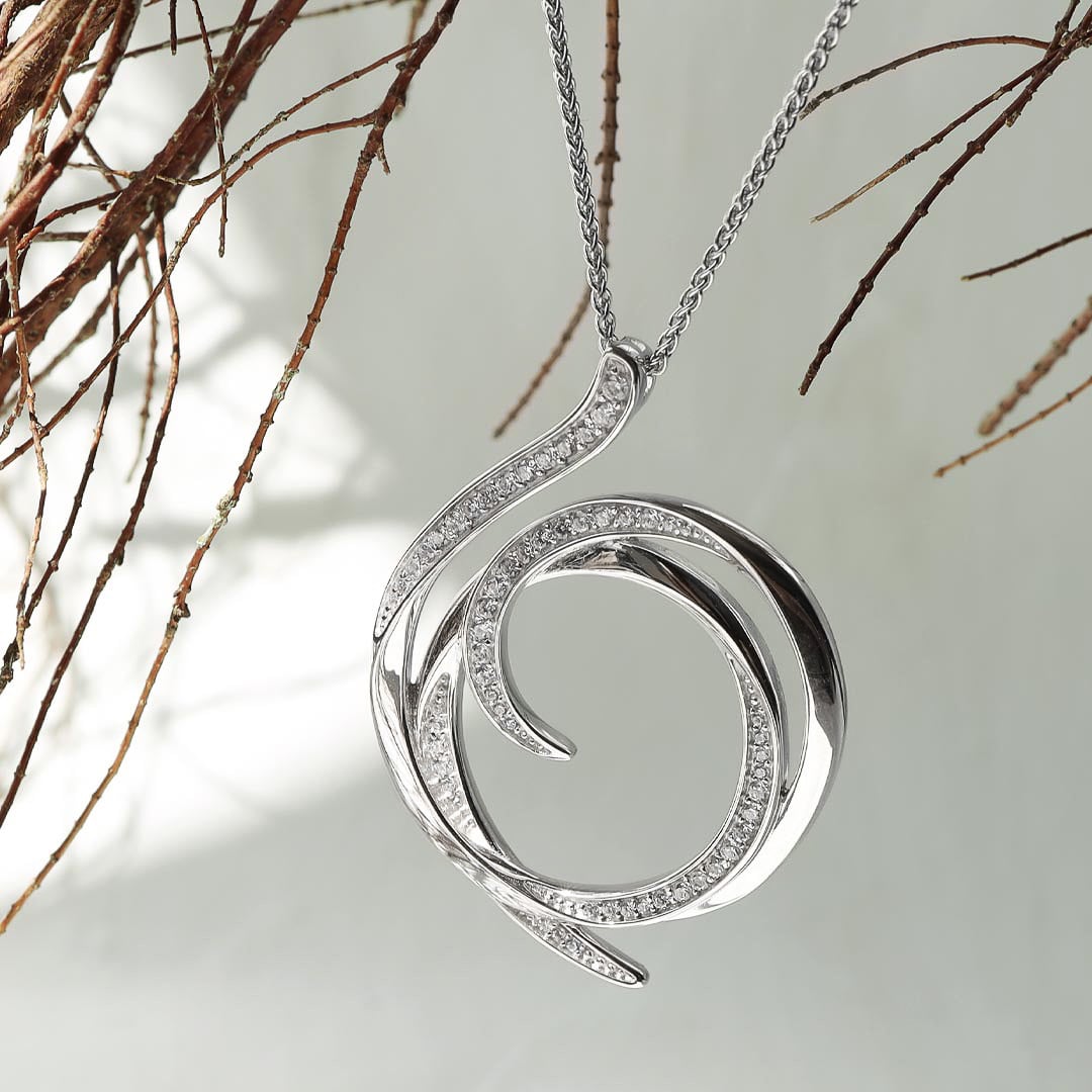 Kit Heath Silver Entwine Helix Wrap Pave Grande Necklace - MococoKit Heath90237CZ5038159163753Necklaces