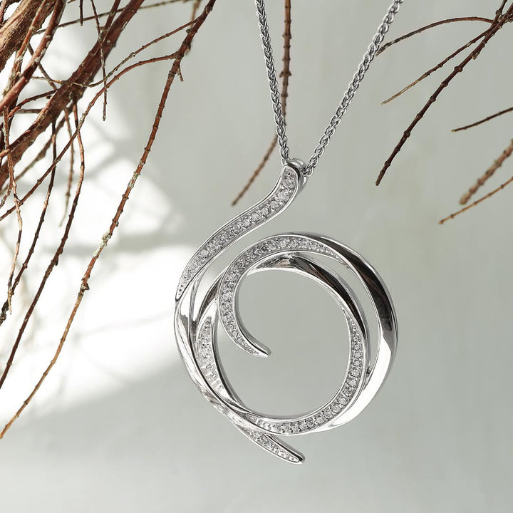 Kit Heath Silver Entwine Helix Wrap Pave Grande Necklace - MococoKit Heath90237CZ5038159163753Necklaces