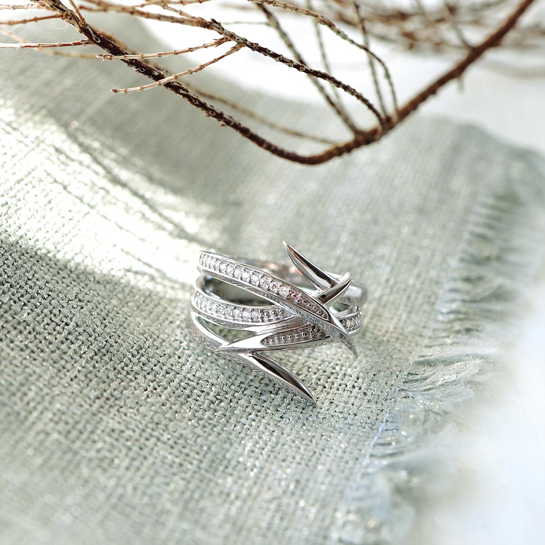 Kit Heath Silver Entwine Helix Wrap Pave Ring - MococoKit Heath10237CZ/M5038159163005Rings