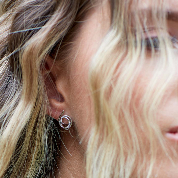 Kit Heath Silver Entwine Helix Wrap Pave Stud Earrings - MococoKit Heath30235CZ5038159163081Earrings