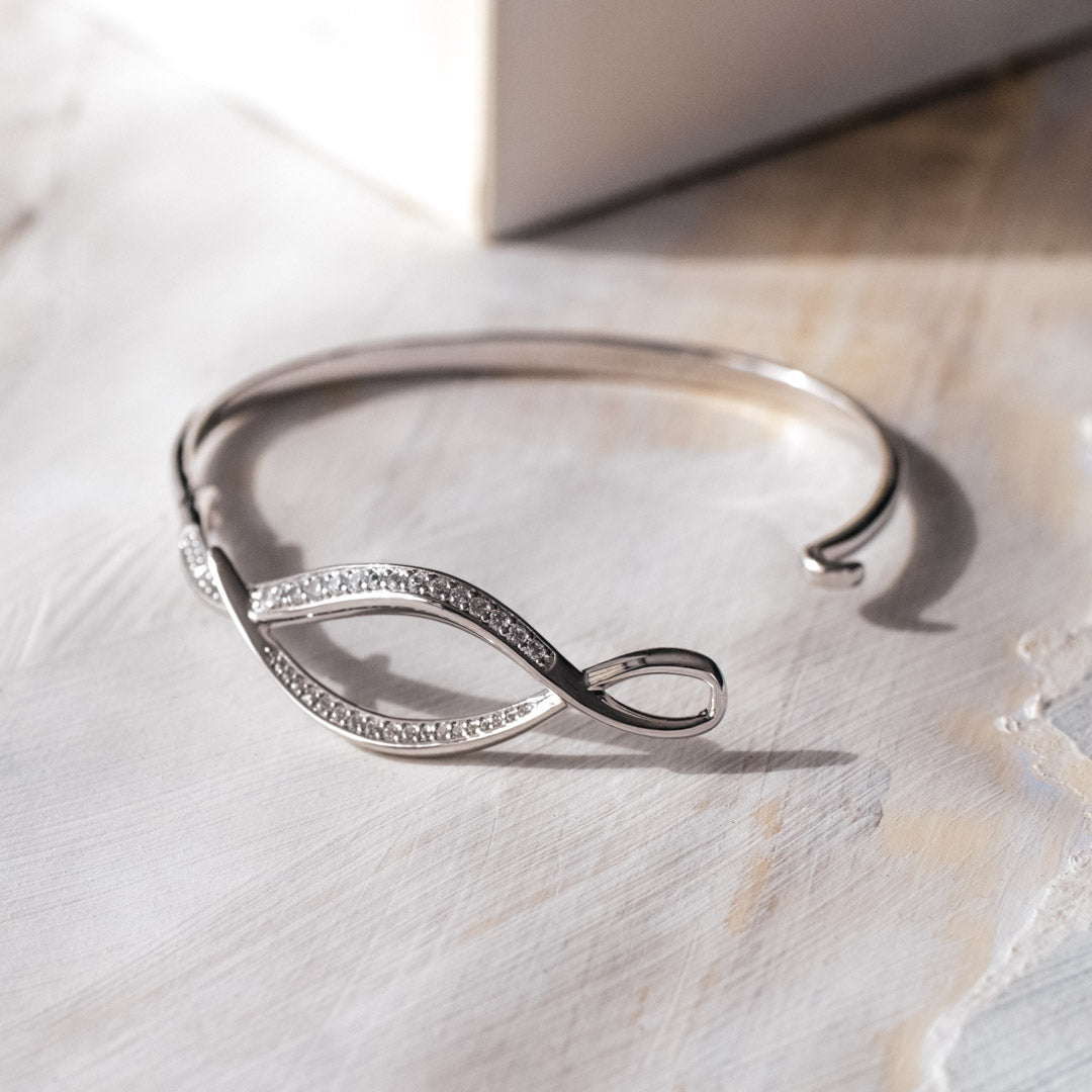 Kit Heath Silver Entwine Twine Twist Pave Hinged Banged - MococoKit Heath70227CZ5038159158766Bracelets