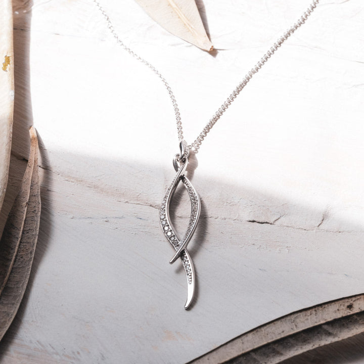 Kit Heath Silver Entwine Twine Twist Pave Necklace - MococoKit Heath90225CZ5038159155000Necklaces