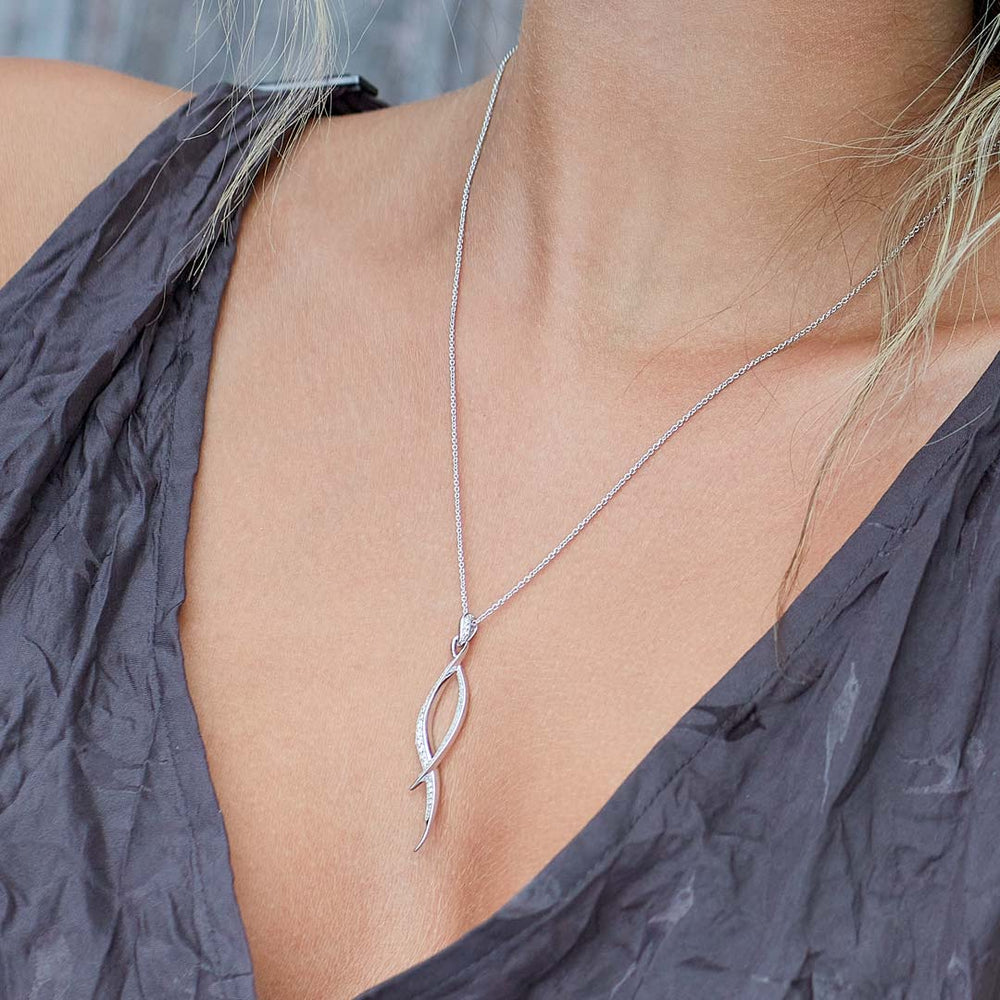 Kit Heath Silver Entwine Twine Twist Pave Necklace - MococoKit Heath90225CZ5038159155000Necklaces