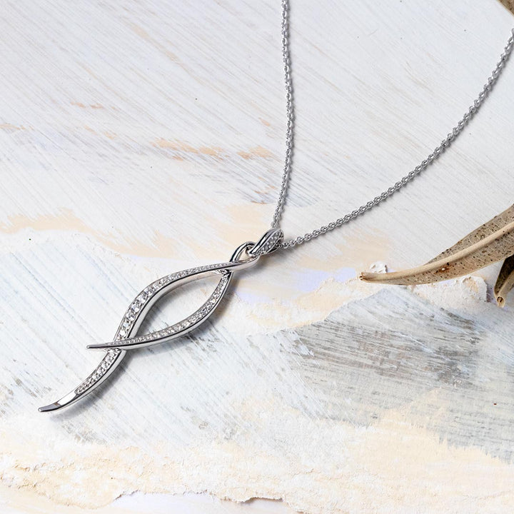 Kit Heath Silver Entwine Twine Twist Pave Necklace - MococoKit Heath90225CZ5038159155000Necklaces