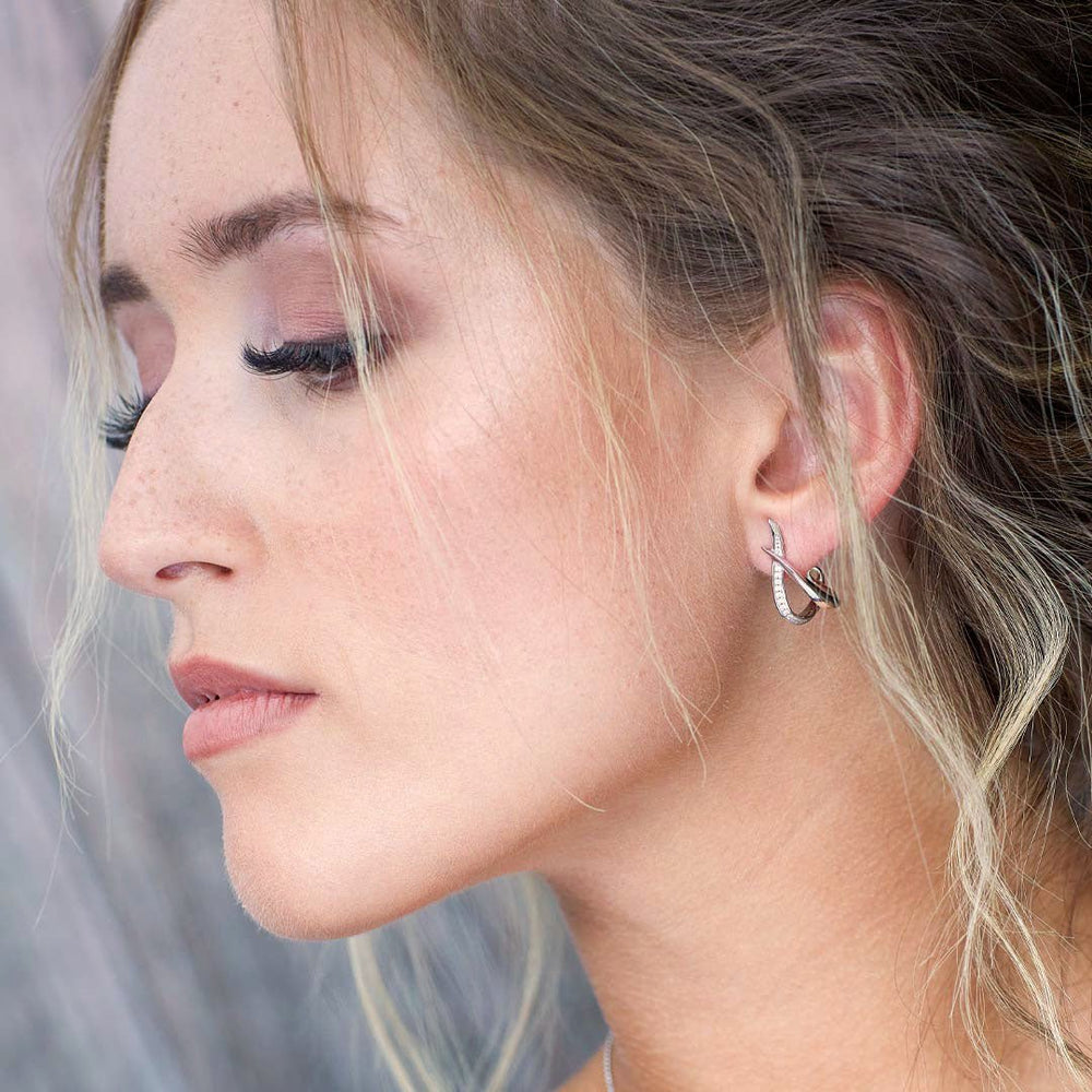Kit Heath Silver Entwine Twist Pave Semi Hoop Earrings - MococoKit Heath30227CZ5038159158728Earrings