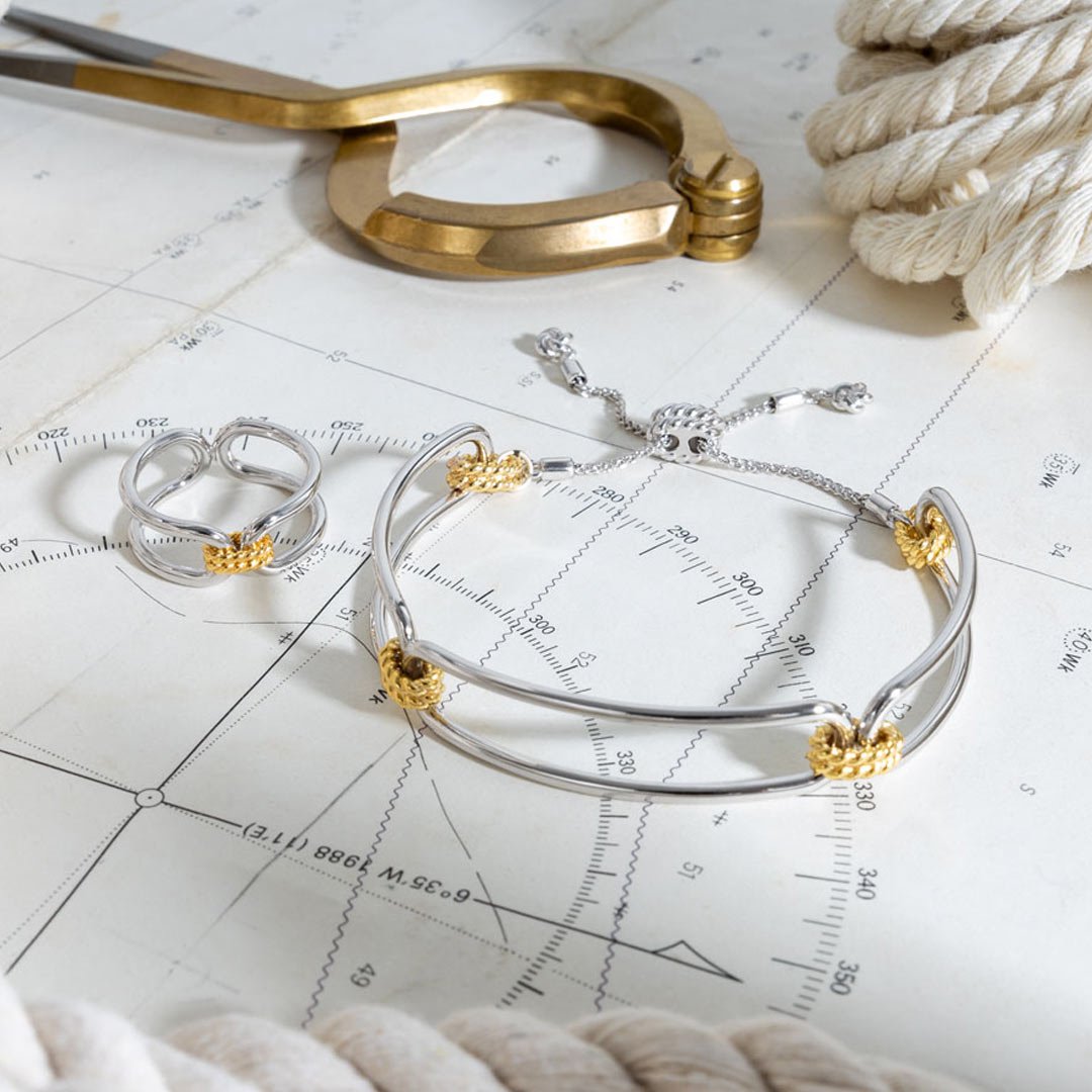 Kit Heath Silver Marina Rope Bar Link Golden Ring - MococoKit Heath21091GRPL5038159168406Rings