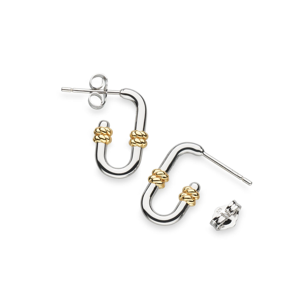 Kit Heath Silver Marina Rope Bar Link Golden Stud Hoop Earrings - MococoKit Heath41092GRP5038159168765Earrings